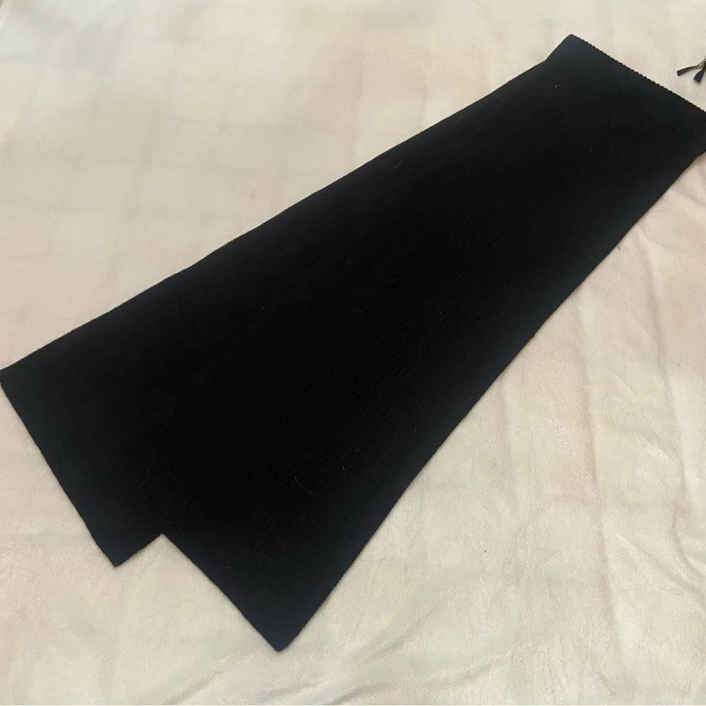 AllSaints Black Rib Mix Wool Blend Knit Scarf One Size 2208